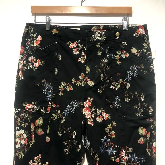 Athropologie Womens Pilcro Mid-Rise Demilune Floral Utility Pants size 32 - Picture 7 of 13